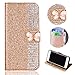 Produktbild Shinyzone Glitzer Flip Brieftasche Hülle für iPhone X,Luxus Diamant [3D Schmetterling Magnetverschluss] [Standfunktion] mit Kartenhalter,Kratzfest PU Leder Stoßfest Schutzhülle,Golden