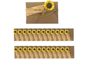 CZAKOMIXZ 30 Stück Vintage-Geschenkkarten aus Kraftpapier, Sonnenblumen-Hochzeitsumschläge, Bindfaden, für Weihnachten, Geburtstage, dankeskarten, Hochzeiten, Freunde, Familie – Unisex-Glücksgeschenke
