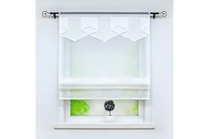 Joyswahl Roleta rzymska z woalu, nowoczesna roleta tasiemkowa, z kolorowym wykończeniem, "Anita", do salonu, przezroczysta, ze ściągaczem tunelowym, wymiary: 140 x 140 cm (szer. x wys.), kolor biały,