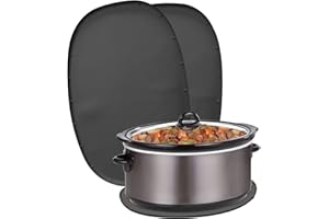 BESTYIJO Juego de 2 Alfombrillas Resistentes al Calor para ollas de cocción Lenta, función Deslizante de Dispositivo, Resistencia al Calor, Fabricada en Silicona, Enjuague con Agua, Multiusos (Negro)