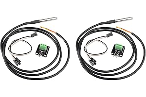 HALJIA 2 st temperatursensormodulsats elektronisk byggsten 1 m/39,3 tum digital vattentät sensorkabel rostfritt stål sond ter
