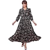 Sheetal Associates Women's Casual 3/4 Sleeve Crepe Fit and Flare Dress| Comfortable Relaxed Fit Summer Party Dress