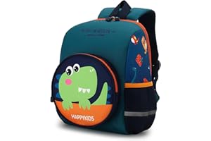 AUEJACKY Plecak do przedszkola, dinozaury, do przedszkola, dla dzieci w wieku 2-7 lat, 33 cm, z paskiem na klatkę piersiową, od 3 lat, do szkoły, przedszkola (dinozaury, zielony)