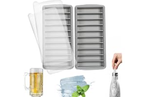 LessMo 2-pack iskubbricka, återanvändbar iskub med lätt släppning, silikon, med avtagbart lock utan spill, 10 hålrum, BPA-fri