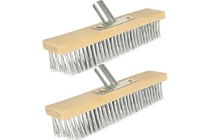 AYSUM 2Pack 12" Wire Broom Head Heavy Duty Steel Yard Sweeping Brush, Sweeping Deck Scrub for Decking, Paving, Patio, Paths, Drives