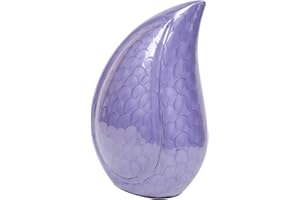 URNSWITHLOVE Cremation Urn for Ashes, Aluminium Teardrop Memorial Urn For Adult (Purple)