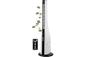 Echos® Turmventilator energiesparender Standventilator sehr leise Säulenventilator mit Fernbedienung 3 Modi Ventilator mit Kühlung Oszillierend 15h Timer LED-Display Tower Fan Luftkühler