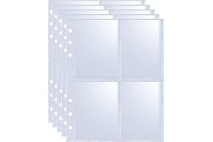 WITHYU Zestaw 40 kieszeni na karty kolekcjonerskie, 320 kieszeni, dwustronna ochrona z 4 kieszeniami, bardzo przezroczyste arkusze kart do segregatora 6 pierścieni, A5, strony na karty Pokemon