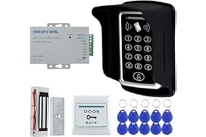 FTSTech Carte EM-ID Étanche 125KHz Système d'Entrée de Contrôle d'Accès de Sécurité à 1 Porte Kit Complet Complet avec Serrure Magnétique Électrique de 60 kg (T12 Keypad)