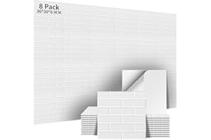 AsmeSonic Panneaux Acoustiques Autocollants 8 Pièces, 30x30x0.9cm Panneaux Acoustiques Muraux, Traitement Acoustique et Décoration Mur pour Studio Enregistrement, Décoration Gaming, Studio, Blanc