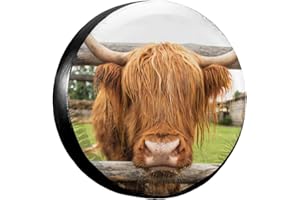 MSJS Highland Cattle Cow Spare Wheel Covers Universal Spare Tyre Bag Fit For Trailer Rv Suv And Various Vehicles Accessories 16 Inch