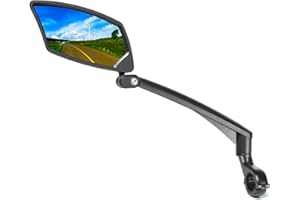 BriskMore, Specchietto retrovisore per Manubrio della Bicicletta, con Lente in Vetro AntiGraffio, Regolabile, Girevole, Sicuro