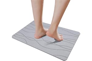 E-RFSEY Diatomite Stone Bath Mat, tappetino da bagno in pietra, antiscivolo, super assorbente, ad asciugatura rapida, naturale, facile da pulire (NO.2 Grigio Chiaro)