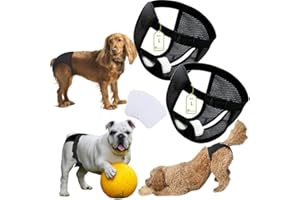 WAGVOGUE Bragas Perras Menstruales.Bragas Menstruales Perro Hembra,Braga Perro Celo Hembra,Pañales Perro Hembra-2 uds Incluye 6 Toallas Sanitarias, Talla L, Negro.