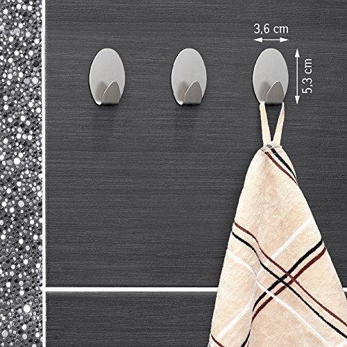 Tatkraft Ovalt Gross Oval Stark Selbstklebende Handtuchhaken Klebehaken Bad und Küche Edelstahl 3tk - 2