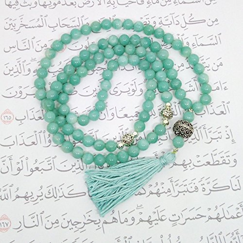 Amazonite Islamic tasbih, 99 bead prayer beads, 32 inch circumference, OOAK
