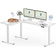 FLEXISPOT L-Shaped Standing Desk 180x120cm, Corner Electric Height Adjustable Stand up Desk, Sit Stand Computer Workstation with 4 Memory Controls, Left or Right Setup, White