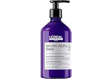 L'Oréal Professionnel Keratin Alpha Sleek Sulphate-Free Shampoo for Smoothing & Frizz Control, Hydration, Softness & Shine, Suitable for Coloured, Frizzy Hair, 500ml