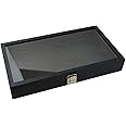 Box Displays Display Storage Tray Case Snap close Glass lid - BD83-1C Jewellery Display Storage Box Tray Case Organiser - Black