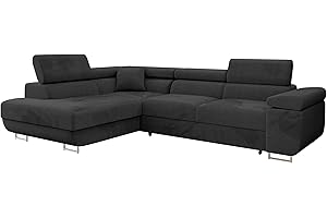 ‎MIRJAN24 Mirjan24 Ecksofa Torezio mit Bettkasten, Einstellbare Kopfstützen, Sofa mit Schlaffunktion, Eckcouch für Wohnzimmer, Polsterecke, L-Form Couch mit Bettfunktion (Manila 18, Seite: Links)