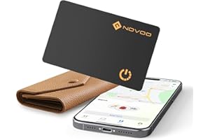 NOVOO Localisation d'articles Air Tag 1,6 mm Mince 6 Ans Traceur Carte Compatible avec App Localiser (iOS Uniquement), Bluetooth Traqueur pour Portefeuille, Étiquette de Bagage, Passeport-BK