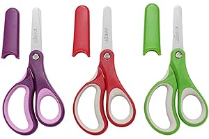 LIVINGO Kinder-Scheren 12,7 cm für Links- und Rechtshänder – Sicherheitsscheren mit abgerundeten Spitzen aus rostfreiem Stahl für Schule, Basteln & Papierschneiden, 3er-Set in bunten Farben
