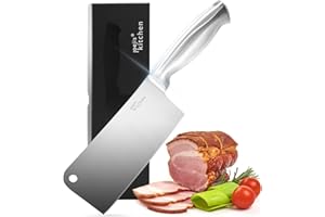 JOEJI'S KITCHEN Joeji's Coltello per Carne in inox 17 cm - Mannaia da Cucina tritatutto con manico ergonomico - Coltello verdure e carne professionale - Coltello da Cuoco e Macellaio
