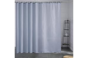 Furlinic Cortina Ducha Tela Impermeable con Antimoho Gris Azul Cortinas Baño Poliéster Lavable con 16 Anillas Cortina Ducha para Bañera Cuarto de Baño 240x180cm