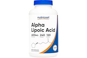 Nutricost Acide alpha-lipoïque 600 mg par portion, 240 gélules – Sans gluten, gélules végétariennes, sans soja et sans OGM
