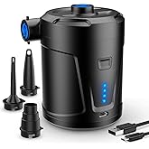 SUPPOU Electric Air Pump, 5200mAh Portable Air Pump with Fast Inflating/Deflating, Rechargeable Electric Pump with 4 Nozzles