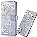 Produktbild Vicbey Leder Folio Sparkle Bling Glitzer Strass Diamant für Samsung A7 2018