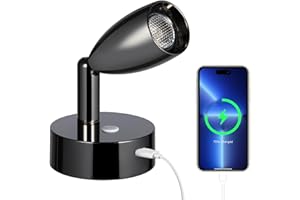 ‎ACEGOO acegoo 12V Leselampe Wohnmobil mit Typ C Schnellladegerät Flexible LED Spot Dimmbar Bett Lampe, DC 24V 3200K Wandmontage, für Boot Wohnwagen Camper Van Yacht Innenbeleuchtung (Glanz Schwarz, 1)