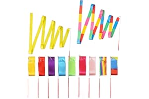 Lxoraziy 9 Pieces 2m Dance Ribbons, Rhythmic Gymnastics Ribbon, Gym Dancing Streamers, Dance Ribbons Streamers with Baton Twirling Perfect Rhythm Sticks for Talent Shows, Artistic Dancing(9 Colors)