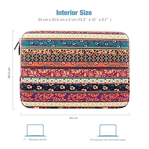 Plemo Laptophülle, Bohème Stil Canvas-Gewebe Hülle Sleeve Tasche für 27,9-29,5 cm (11-11,6 Zoll) - 4
