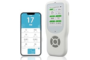 XIIW 10 en 1 Moniteur de qualité de l'air, WiFi Détecteur de AQI, CO2, PM1.0, PM2.5, PM10, HCHO, TVOC, Température et Humidité, Moniteur de pollution détecteur co2 connectivité avec APP pour maison, bureau