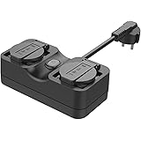 Meross WLAN Outdoor Steckdose Wasserdicht Smart Home Intelligente Wi-Fi Außensteckdose mit 2 Ausgänge mit App Fernsteuerung, 