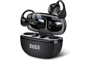 aggoo Cuffie Auricolari Aperte, Clip per Orecchie Auricolari Bluetooth, Cuffie On Ear Bluetooth 5.4, 48H di Autonomia, Comfort IPX7 Impermeabile Ultraleggero 3g, Vestibilità ideali per Viaggi, Studio