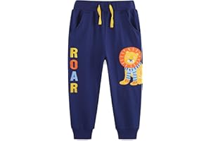 TEDD Pantaloni per Ragazzi Bambino 100% Cotone con Stampe Dinosauro Razzo Escavatore Jogging Comfortevoli per Gioco e Quotidiano Taglie 1-7 Anni
