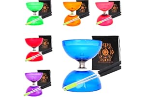 JUGGLE DREAM Quartz Triple Bearing Clutch Diabolo Set with Aluminium 'Metal' Sticks, Diabolo String and Cascade Carry Bag (Blue with Silver Handsticks)