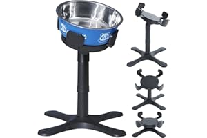 DOUDING Raised Dog Bowl, Elevated Dog Bowls Stand with Stainless Steel Dog Food Bowl, Heights and Tilted Adjust for Small/Medium/Large dogs, Non-Slip