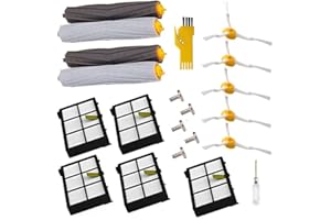 Pièces de rechange pour iRobot Roomba 980 960 900 880 870 860 800 aspirateur robotique (5pcs brosses latérales 5pcs vis 5pcs filtres 2 ensemble extracteur de débris sans enchevêtrement)