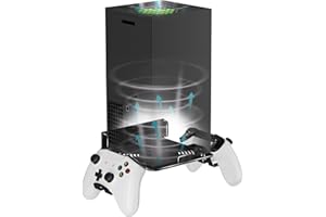 Bricok Aluminium Alloy Wall Mount for Xbox Series X Wall Mount Kit for Xbox Series X Accessories with 2 Controller Stand, Ventilation Design Wall Shelf(Black)
