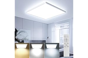 OTREN Plafonnier LED Dimmable, 36W Carré Luminaire Plafond avec Télécommande, 3240LM Carré Lampe Plafonnier pour Bain Salon Chambre Cuisin, 3000K-6500K, Blanc, 30CM