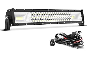 AUTOSAVER88 22 Inch 270W LED Light Bar Triple Row Curved Flood Spot Combo Beam Led Bar Off Road Driving Lights with Wiring Harness Compatible with Jeep Trucks Boats ATV Jeep