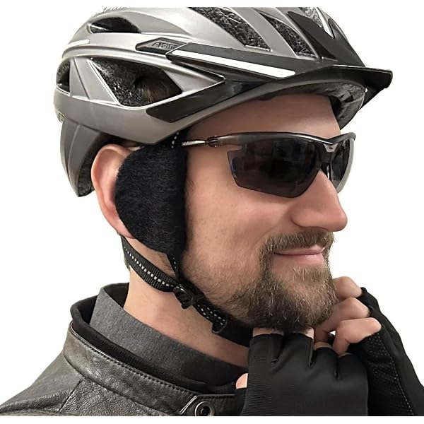 2Stuck Ohrenwärmer Fahrradhelm,Warme Ohrwärmer mit Klebestreifen Ansteckbar
