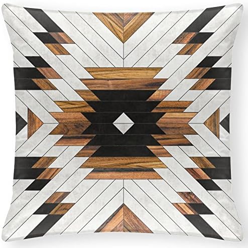 JHLKFDOODO Urban Tribal Pattern 5 - Aztec - Concrete and Wood Decorative Cushion 45x45 cm Cover Pillow Case Zippered Home Decor 18X18 Inch(Twin sides)