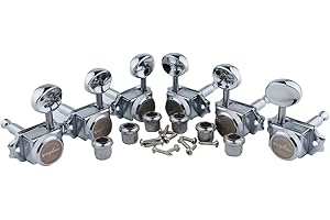 Guyker Guitar Locking Tuners (3L + 3R Handed) – Vintage Deluxe Lock String Tuning Key Pegs Machine Heads Replacement Parts for ST TL Style Electric, Folk or Acoustic Guitars – Chrome