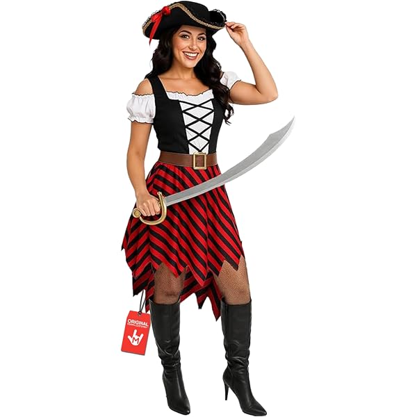 Ensemble Costume Pirate Adulte Enfant - Perruque Chapeau Barbe Cache-Oeil Accessoires Pirate