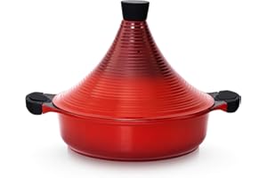 INTIGNIS Tajine Marocain 28 cm avec Couvercle Auto-Arrosant – Plat à Tajine Induction Tous Feux, 4,2 L, Antiadhésif sans PFOA, Usage Cuisinière