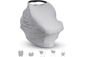 Munchkin Brica XtraGuard 5-in-1-Antimikrobielle-Babydecke. Stillschal Stilltuch Baumwolle Stillschürze Mehrzweck Stillcover 011231WWW Grau